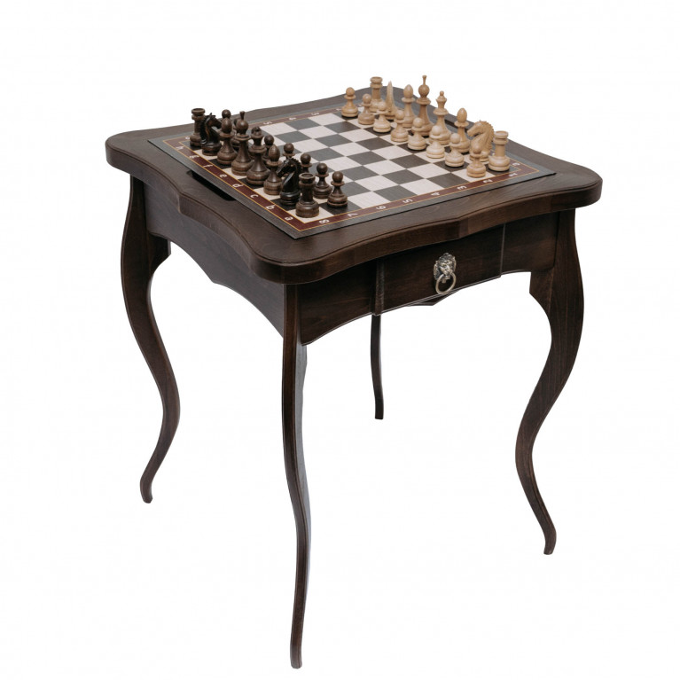 Sakkasztal "Louis" , magas, kombinált (tömör bükkfa, sakk/backgammon/kávé)